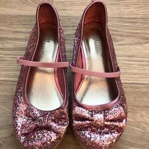 Girls pink glitter wedge shoes